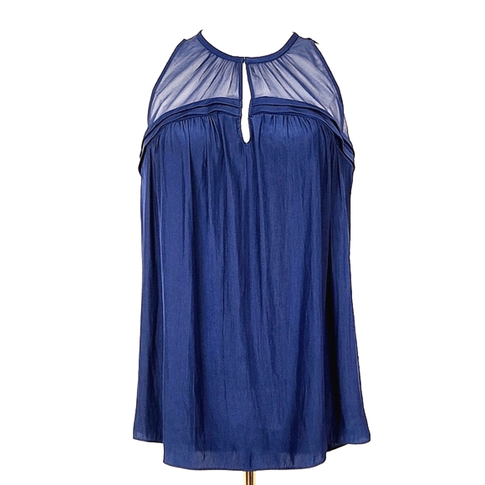 NWT Ramy Brook Reid Sleeveless Silk Blend Top Small Steel Blue